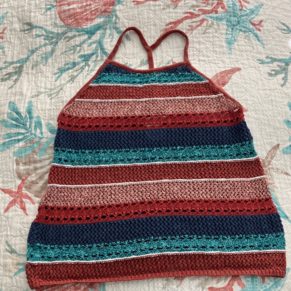 American Rag Multicolor Crochet Halter Top